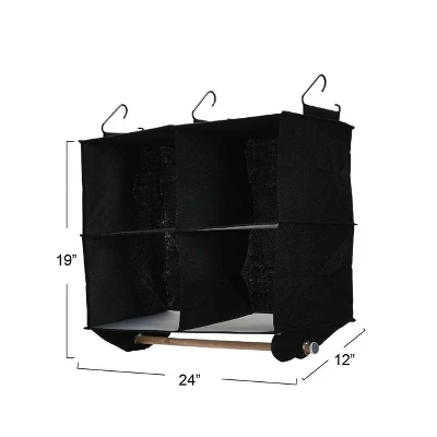 Household Essentials 4 Pocket Wide Organizer With Hangbar Black - Image 6