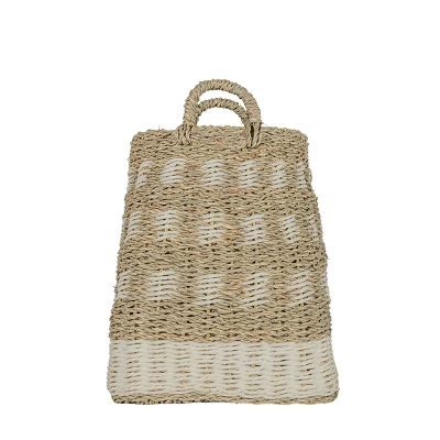 10 Inch Basket White Seagrass & Rope By Foreside Home & Garden - Image 4