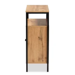 Vander Wood And Metal 2 Door Shoe Cabinet Oak Brown/Black - Baxton Studio