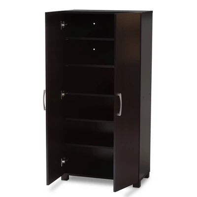 Marine Wenge Finished 2 Door Wood Entryway Shoe Storage Cabinet Brown - Baxton Studio - Image 9