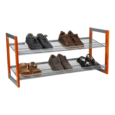 Organize It All 2pk Stackable Wood And Metal Shoe Racks - Image 4