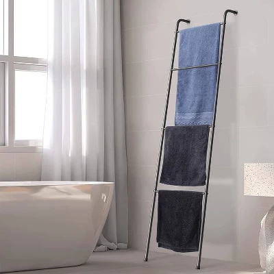 NEX 4 Tier Ladder Style Towel Rack Black - Image 2