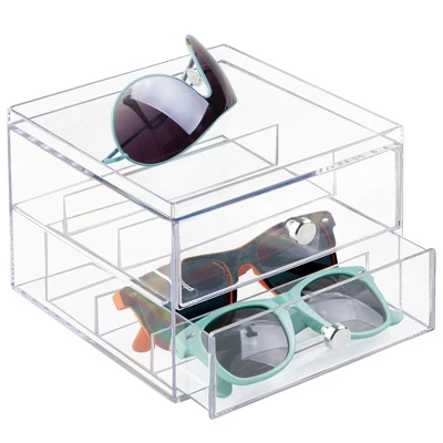 MDesign Plastic Glasses Storage Organizer Box, 2 Drawers, 2 Pack - Image 7