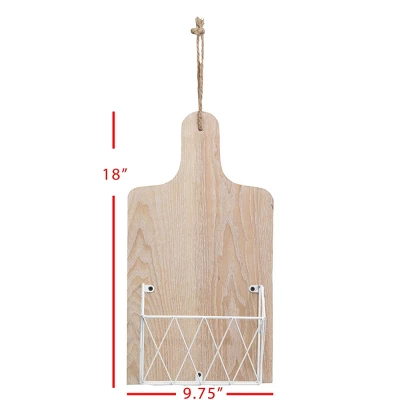 White Metal, Wood & Jute Wall Basket - Foreside Home & Garden - Image 4