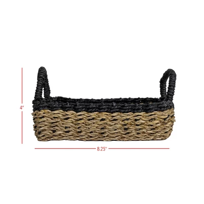 Black Trim Woven Seagrass & Rope Tray By Foreside Home & Garden - Image 6