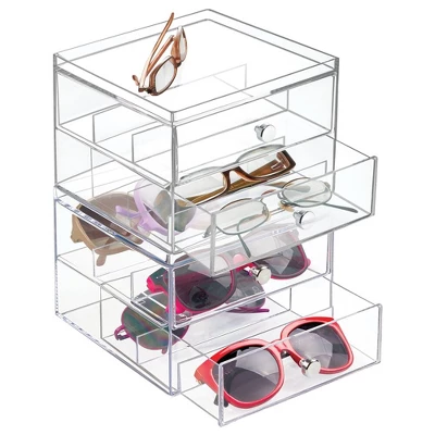 MDesign Plastic Glasses Storage Organizer Box, 2 Drawers, 2 Pack - Image 3