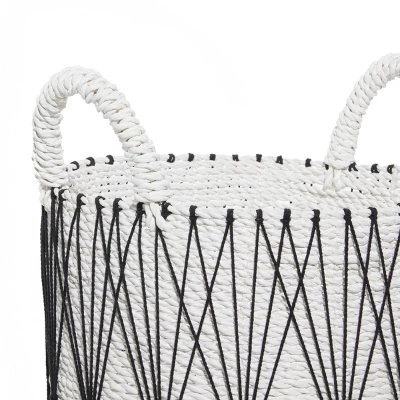 3pk Plastic Natural Storage Baskets White - Olivia & May - Image 3