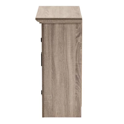 Bruce Farmhouse Wood 2 Doors Shoe Storage Cabinet Oak/Brown - Baxton Studio - Image 3