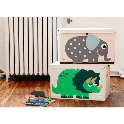3 Sprouts Collapsible Toy Chest Storage Organizer Bin For Boys And Girls Playroom Bundle With 1 Jungle Lion And 1 Green Dinosaur Design (2 Pack) - Image 4