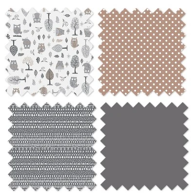 Bacati - Owls Gray/Beige Neutral Cotton Storage Box Small - Image 5