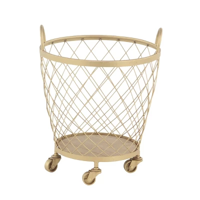 2pk Modern Metallic Rolling Baskets Gold - Olivia & May - Image 2
