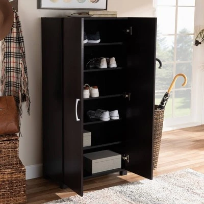 Marine Wenge Finished 2 Door Wood Entryway Shoe Storage Cabinet Brown - Baxton Studio - Image 2