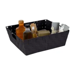 Simplify Large 13" Woven Strap Storage Bin Black