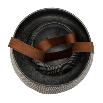 Set Of 2 Brass Metal & Leather Baskets - Foreside Home & Garden - Image 2