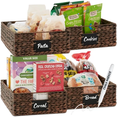 Best Choice Products Set Of 4 16x12in Woven Water Hyacinth Pantry Baskets W/ Chalkboard Label, Chalk Marker - Image 8