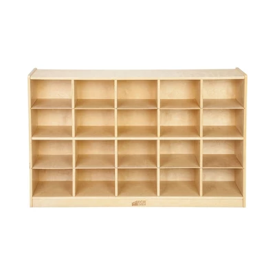 ECR4Kids 20 Cubby Mobile Tray Storage Cabinet, 4x5, Classroom Furniture, Natural - Image 2