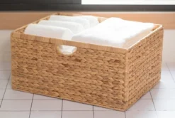 Vintiquewise Foldable Natural Water Hyacinth Storage Bin, Large