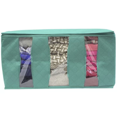 Sorbus 2pk 3 Sectional 24"x14"x11" Foldable Fabric Storage Organizer Bag Teal