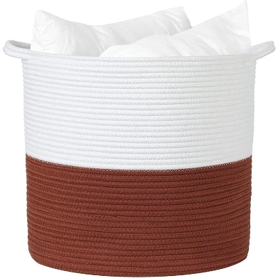 Midlee Rust & White Rope Toys Basket