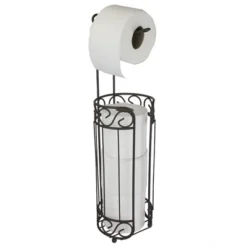 Home Basics Scroll Collection Freestanding Dispensing Toilet Paper Holder, Bronze