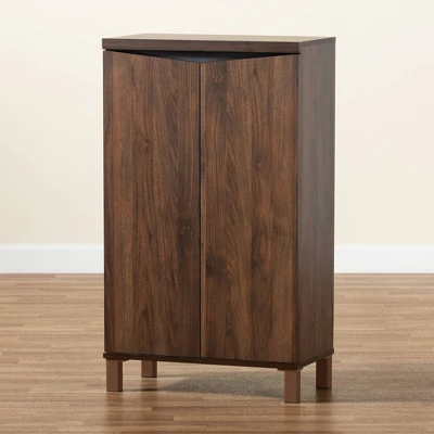 Talon Two-Tone Wood 2 Door Shoe Storage Cabinet Walnut Brown/Dark Gray - Baxton Studio - Image 9