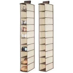 MDesign Fabric Shoe Rack Holder Storage Shelf, Metal Frame, 20 Cube