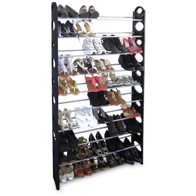Home Basics 50 Pair Metal Shoe Rack, Black - Image 5