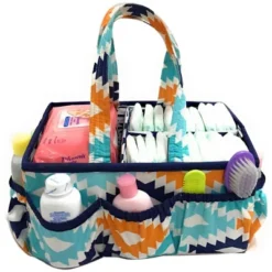 Bacati - Aztec Design Aqua/Orange/Navy Storage Caddy