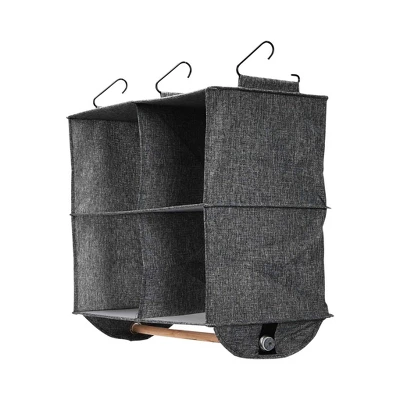 Household Essentials 4 Pocket Wide Organizer With Hangbar Graphite - Image 5