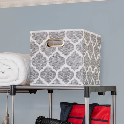 Home Basics Arabesque Non-woven Collapsible Storage Cube, Grey