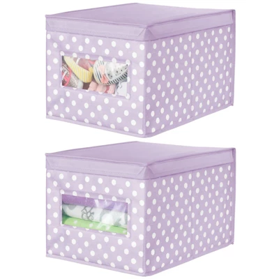 MDesign Child/Kids Fabric Closet Storage Box, Large, Polka Dot, 2 Pack - Image 7