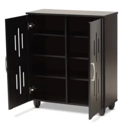Renley Espresso Wood 2 Door Shoe Storage Cabinet Brown - Baxton Studio