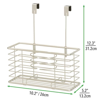 MDesign Metal Over Cabinet Door Hair Care & Styling Tool Storage Basket - Image 2