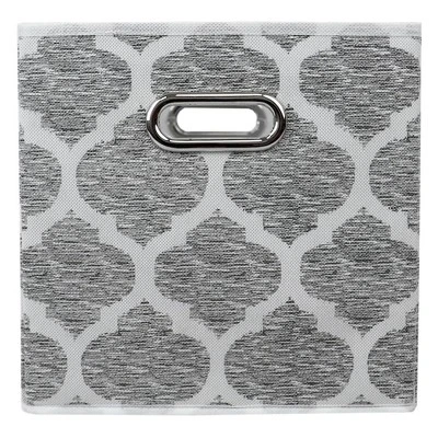 Home Basics Arabesque Non-woven Collapsible Storage Cube, Grey - Image 3
