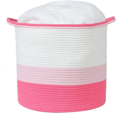 Midlee Pink Toys Cotton Rope Basket- 3 Tone- Nursery Dog Kids Baby Woven Storage Bin Organizer - Image 2
