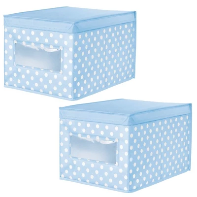 MDesign Child/Kids Fabric Closet Storage Box, Large, Polka Dot, 2 Pack - Image 9