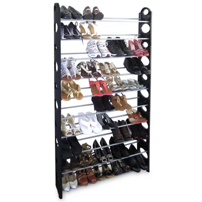 Home Basics 50 Pair Metal Shoe Rack, Black - Image 2
