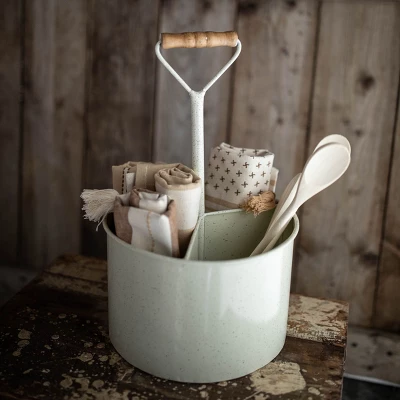 Round White Metal Caddy - Foreside Home & Garden - Image 6