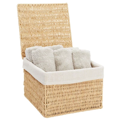 Juvale Juvale 2-Pack Storage Basket With Lids, Wicker Shelf Baskets For Bathroom Organization And Home Décor (2 Sizes) - Image 4