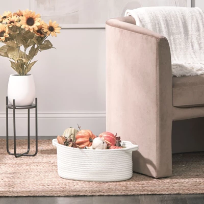 MDesign Casual Woven Cotton Rope Bathroom Basket With Handles, Set Of 3 - Image 2