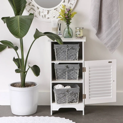 Design Imports Set Of 3 S Antique White Chicken Wire Gingham Check Liner Baskets Black/White - Image 2