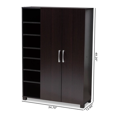 Marine Finished 2 Door Wood Entryway Shoe Storage Cabinet With Open Shelves Brown - Baxton Studio - Image 5