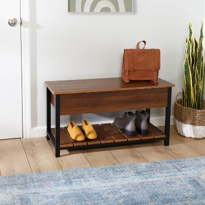 Honey-Can-Do Shoe Storage Bench Walnut - Image 11
