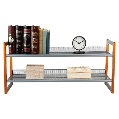 Organize It All 2pk Stackable Wood And Metal Shoe Racks - Image 5