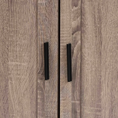 Bruce Farmhouse Wood 2 Doors Shoe Storage Cabinet Oak/Brown - Baxton Studio - Image 5