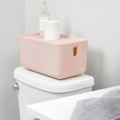 Cade Lidded Storage Bin Blush - IDESIGN