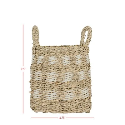 6.75 Inch Basket White Seagrass & Rope By Foreside Home & Garden - Image 6