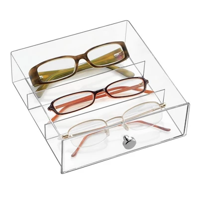 MDesign Plastic Glasses Storage Organizer Box, 2 Drawers, 2 Pack - Image 5