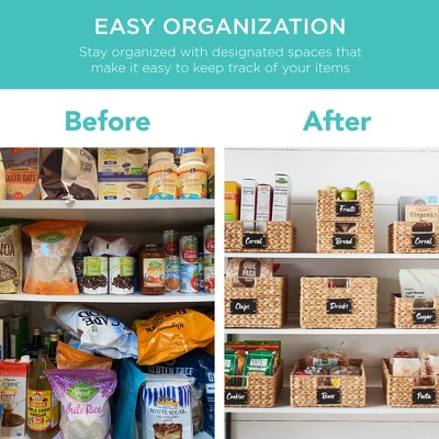 Best Choice Products Set Of 2 16in Woven Water Hyacinth Pantry Baskets W/ Chalkboard Label, Chalk Marker - Image 2