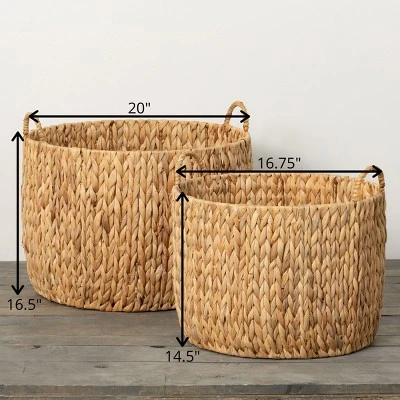 16.5"H Sullivans Handcrafted Fiber Baskets Set Of 2, Natural - Image 3